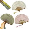 Bamboo Frame Mini Shell Fan Solid Color Dance Fan Vintage Retro Handheld  Fan  Home Decoration