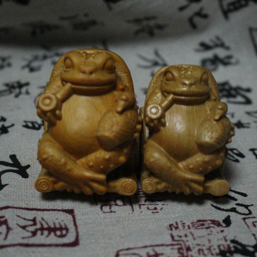 Hand-Carved Toad & Swan Rocking Chair Ornament - Dream Come True Wood Sculpture