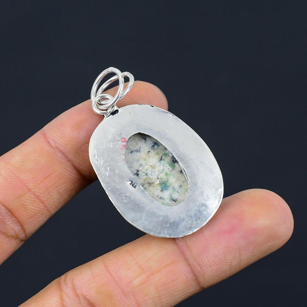 925 Sterling Silver Oval K2 Jasper Gemstone Birthday Bezel Artisan New Pendant