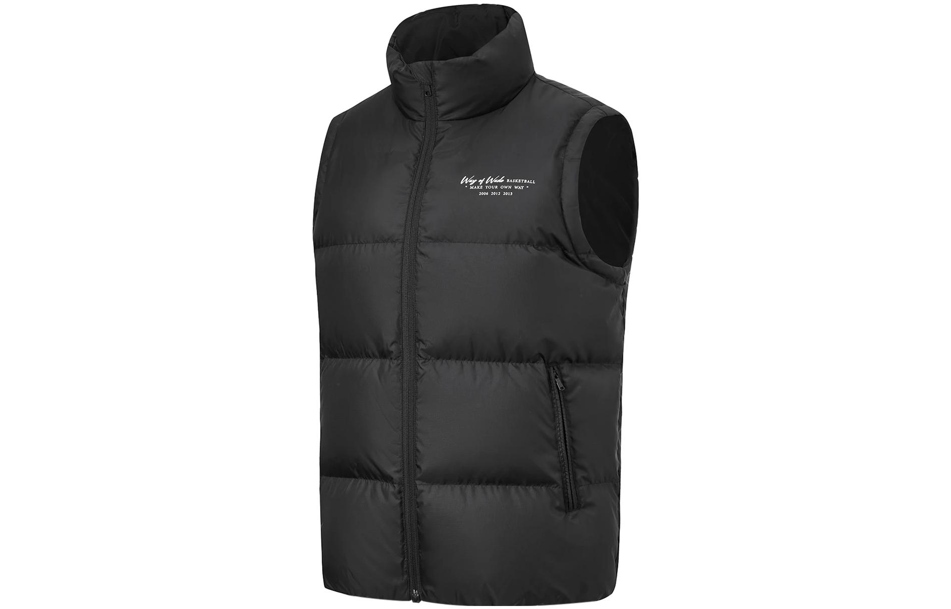 Li Ning Down Vests Men s Black Stand Collar Moderate Other AMRT029-1 2XL
