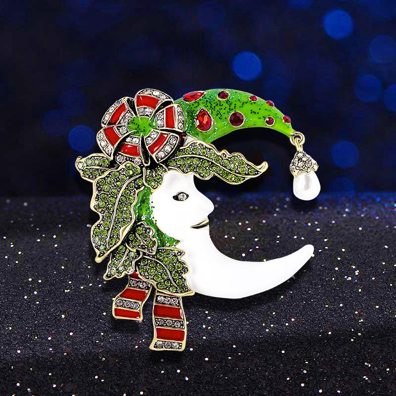 

Vintage Christmas Moon Women s Brooch 6.5*7.5CM