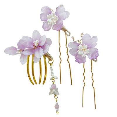 3-teiliges Haarornament-Set: Blumen- und Schmetterlingsdesign, Perfekt für Hakama, Kimono, Yukata und andere traditionelle japanische Kleidung. Stilvolle U-Nadel