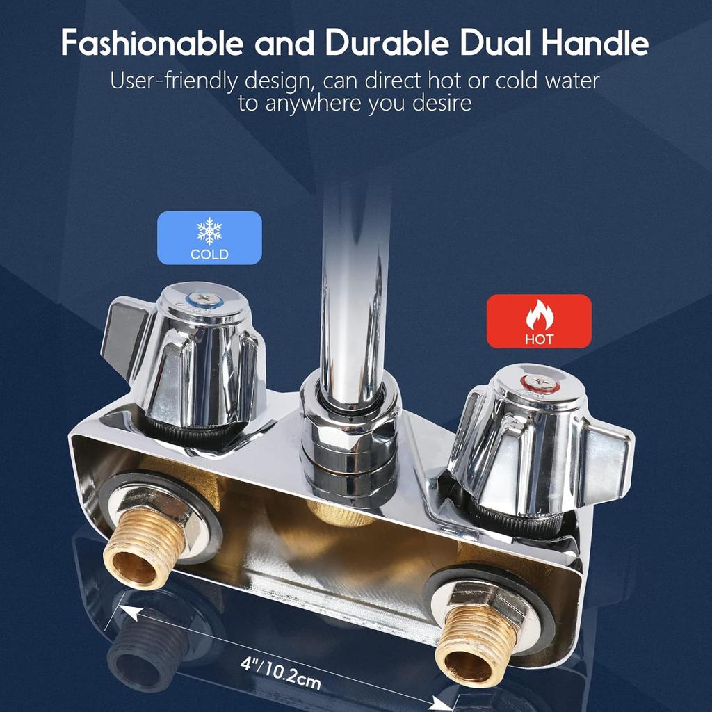 4 Inch Center Commercial Sink Faucet Wall Mount Kitchen Hand Sink Faucet, 1/2" NPT Male Inlet, Brass Constructed & Chrome Polished, with 3-1/2"