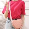 Fashionable Heart-Shaped Shoulder Bag Handbag Pu Leather Zipper Women'S Casual Wide Shoulder Strap Crossbody Bag