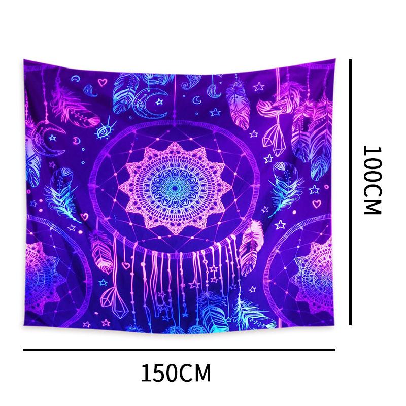 

УФ-флуоресцентный гобелен в скандинавском этническом стиле с принтом мандалы, настенный художественный домашний декор 150X100cm