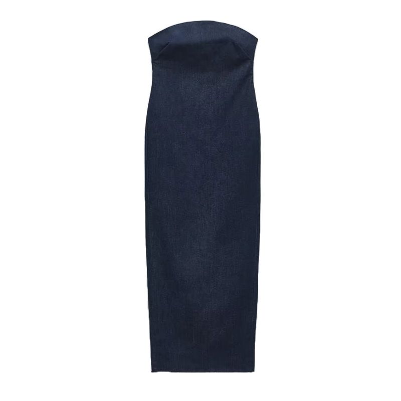 

Spring New Arrival Tube Top off-Shoulder off-Shoulder Stylish Tight Dress Denim Dress 2553043 Blue L