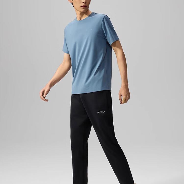 Saucony Knitted Comfortable Fashion Short Sleeve T-Shirt Men Tops Blue SA2259ST01C-BL120