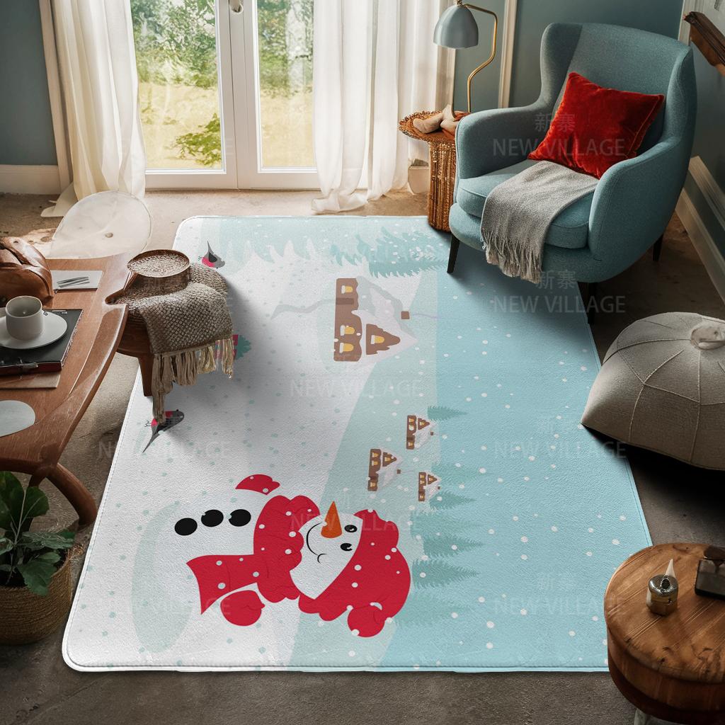 House Entrance Carpet Home Door Mat Living Room Bath Foot Bathroom Non-slip Water Absorption Rugs Bath Merry Christmas Winter