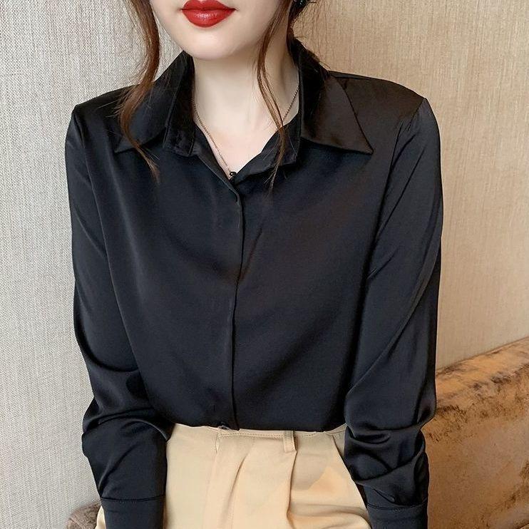 Women's Long Sleeve Velvet White Shirt - 2025 Autumn/Winter Style, Loose Fit, Niche Design