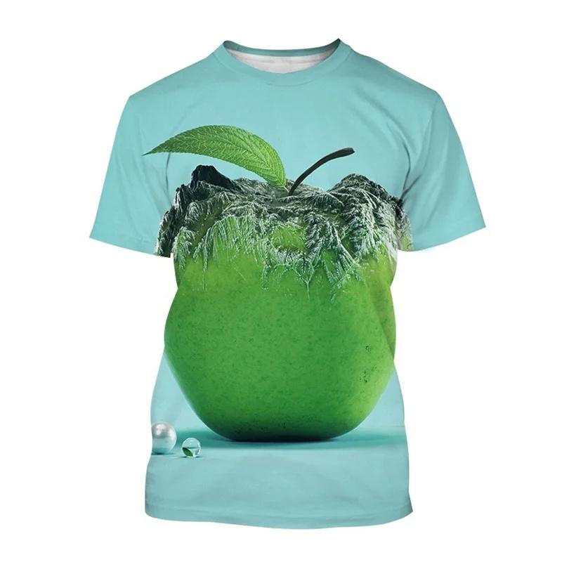 3D Printed Apple T-Shirt Men  Women Fruit Pattern Summer Street Casual Short Sleeve Breathable O-Neck T-Shirts
