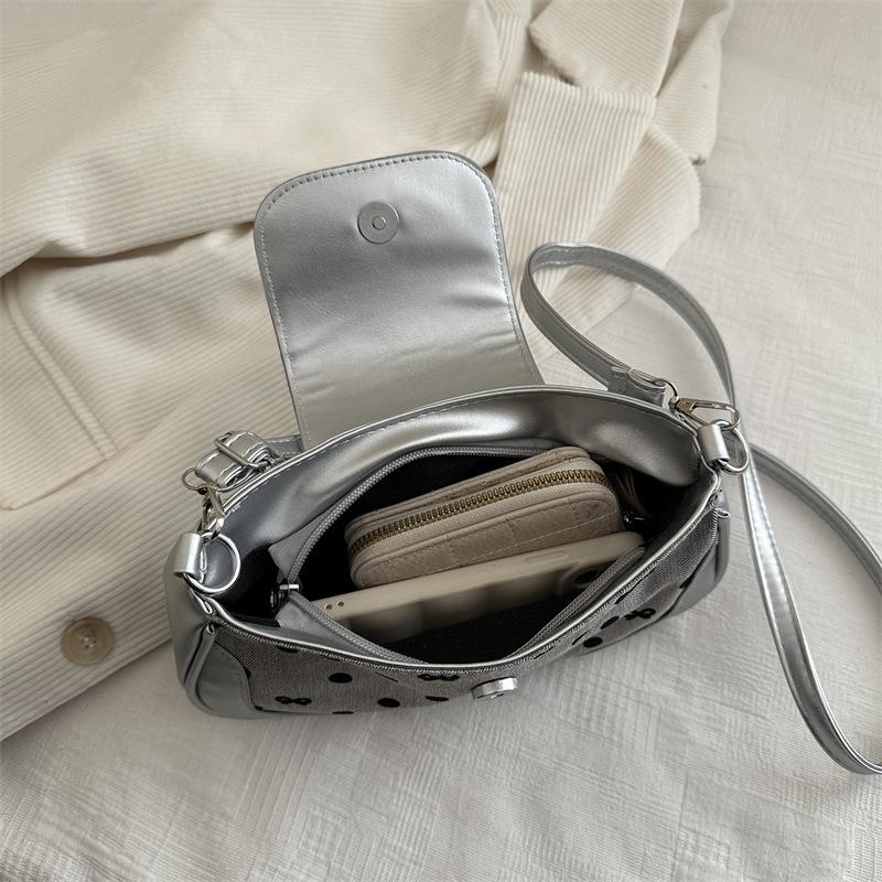 2025 Autumn New Bag Single Shoulder Armpit Bag Women's Fashion Polka Dot Dumpling Bag Niche Contrasting Color Oblique Span Bag