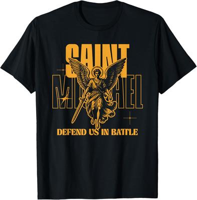 St Michael The Archangel of The Catholic Saint T-Shirt 100% Cotton O-Neck Short Sleeve Summer Casual Mens T-shirt Streetwear