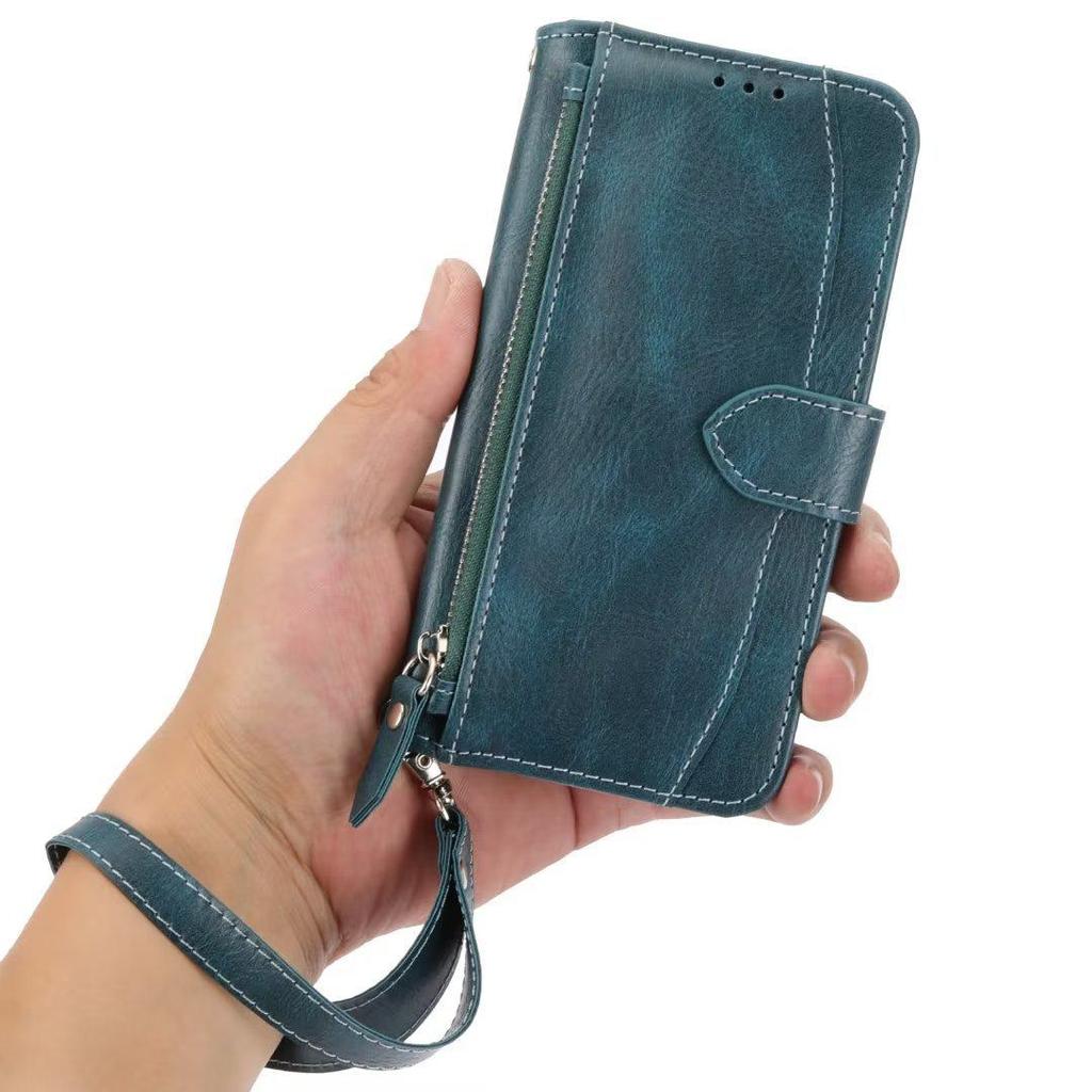 iPhone 15 Pro Leather Zipper Lanyard Case with Protective Function.