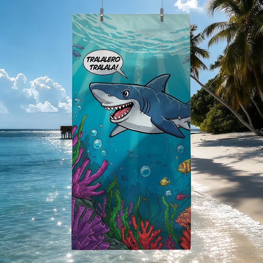 Interesting Cartoon Shark Tralalero Tralala Quick Drying Beach Towels Are Suitable For Swimming Pools Camping Yoga And The Gym