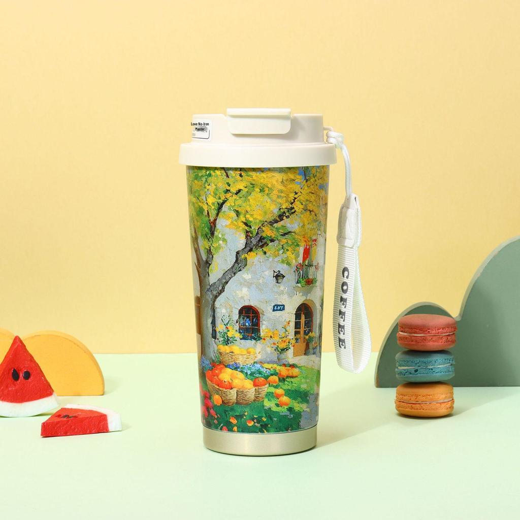 Isolerad Kaffemugg i Rostfritt Stål, Lily, för Resa: Sommarträdgårdsutgåva