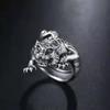 Adjustable Vintage Tiger Ring Men Women Copper Silver-Plated Open Band Zodiac Animal Jewelry