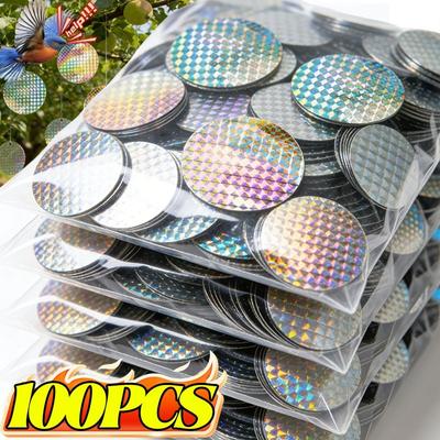100/20PCS Round Paste Type Bird Repellent Tape Reflective Anti Bird Scare Eflective Stick Tape Pigeon Farm Bird Chasing Tools