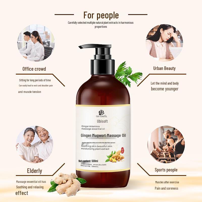 Mugwort Ginger Meridian Massage Oil for Soothing Relaxation and Warming Body Treatment