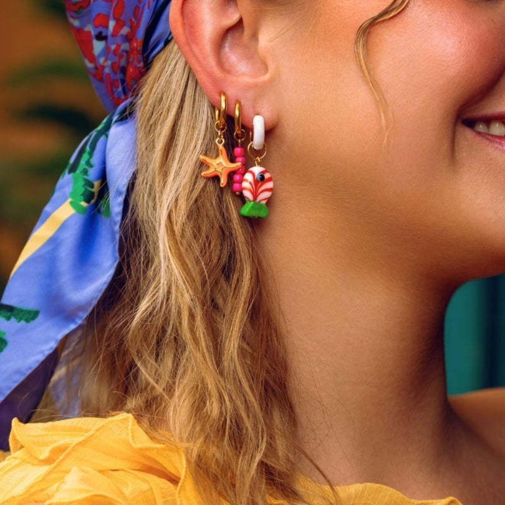 Starfish Charms Ear Buckle Lip Hoop Earrings Simple Enamel Fish Earrings  Party