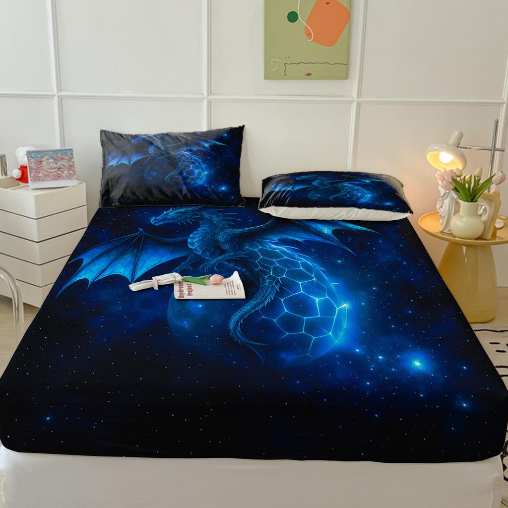 Modèle de matelas Cartoon Two, Housse de protection de matelas, Ensemble trois pièces de housse de protection, Impression numérique