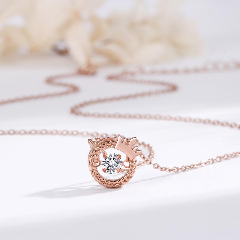 Crown Lively 925 Sterling Silver Women s Necklace - Creative Korean Ins Style Fashion Pendant, 2025 New 925 Silver розового золота