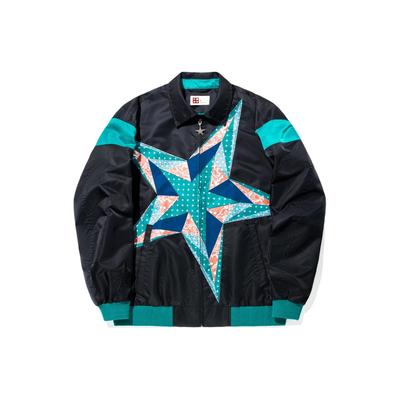 Li Ning Reignite Series Color Block Five-Pointed Star Print Polo Collar Loose Casual Jacket Unisex Jacket Black AFDU277-3