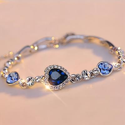 Mode Frauen Mädchen Kristall Herz Form Armband Armreif Schmuck Geschenk
