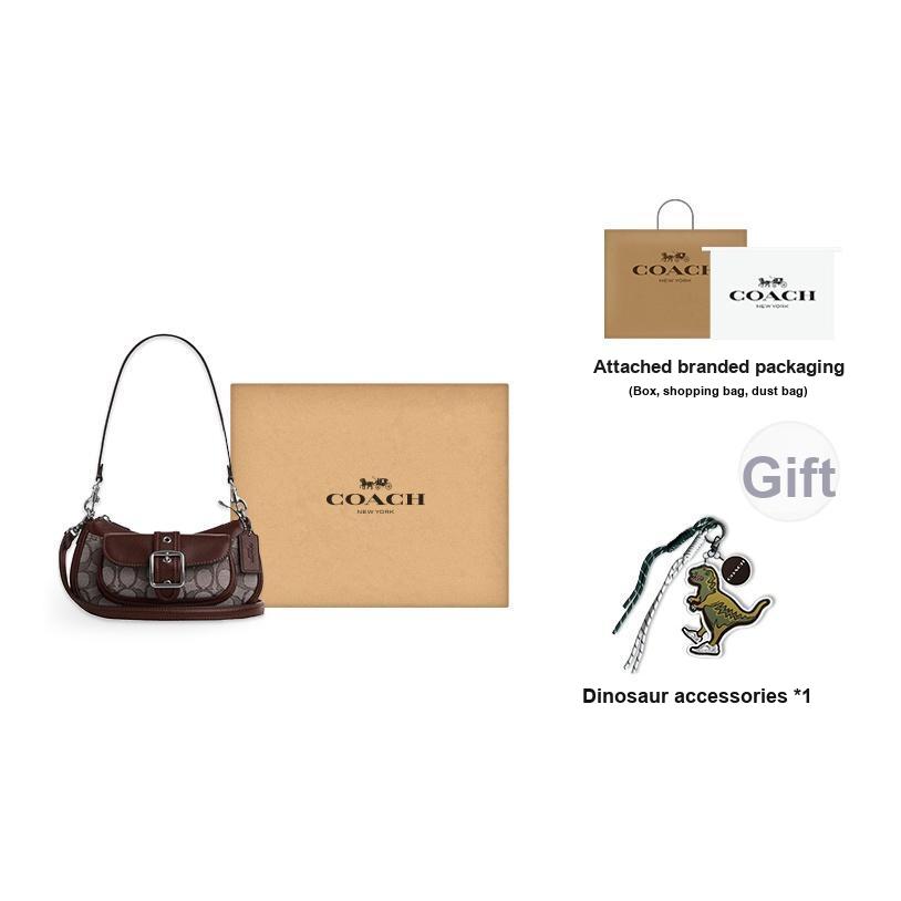 Coach Borsa a Spalla Ashton 20 Fibbia Argentata Logo Jacquard Pelle d'Agnello Liscia Piccola da Donna CDB18-SVS8S