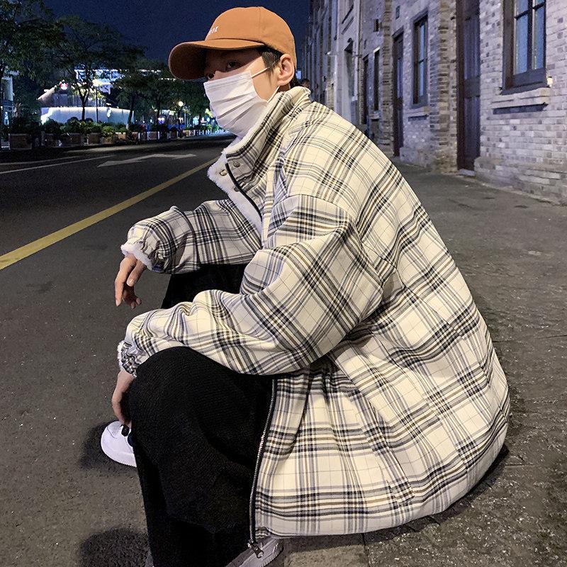 Men's Trendy Fleece-Lined Cotton Jacket - Double-Sided, Thick, and Stylish with Stand Collar & Lamb Wool - Loose Street Style Winter Coat