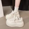 Hässlich süße Plateau-Brot-Schuhe Damen 2025 Herbst neue vielseitige Muffin-Schuhe Leder Schnürschuhe Casual Sport Board Schuhe
