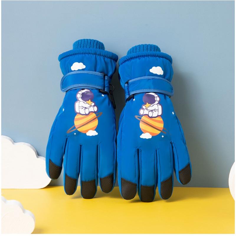 Mănuși de schi pentru copii, iarnă, plus catifea, ecran tactil, călărie, cu cinci degete, antiderapante, rezistente la vânt, pentru copii, elevi, drăguțe, calde