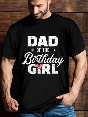 Dad and Birthday Daughter Girl Matching Family T-shirt, Men's Fun Graphic T-shir