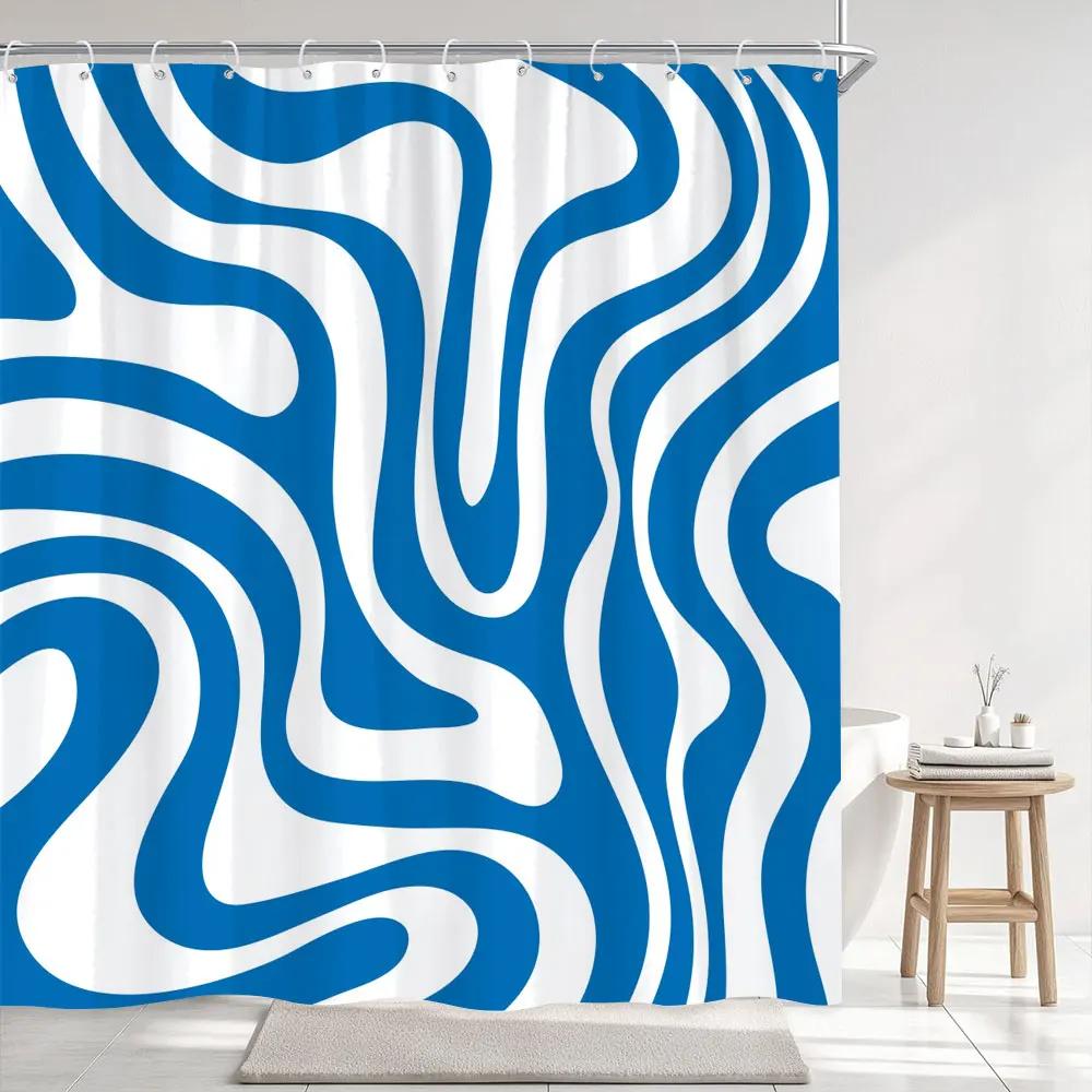 Abstract Geometric Lines Shower Curtain Simple Modern Style Striped Printed Polyester Fabric Shower Curtains Bathroom Decoration