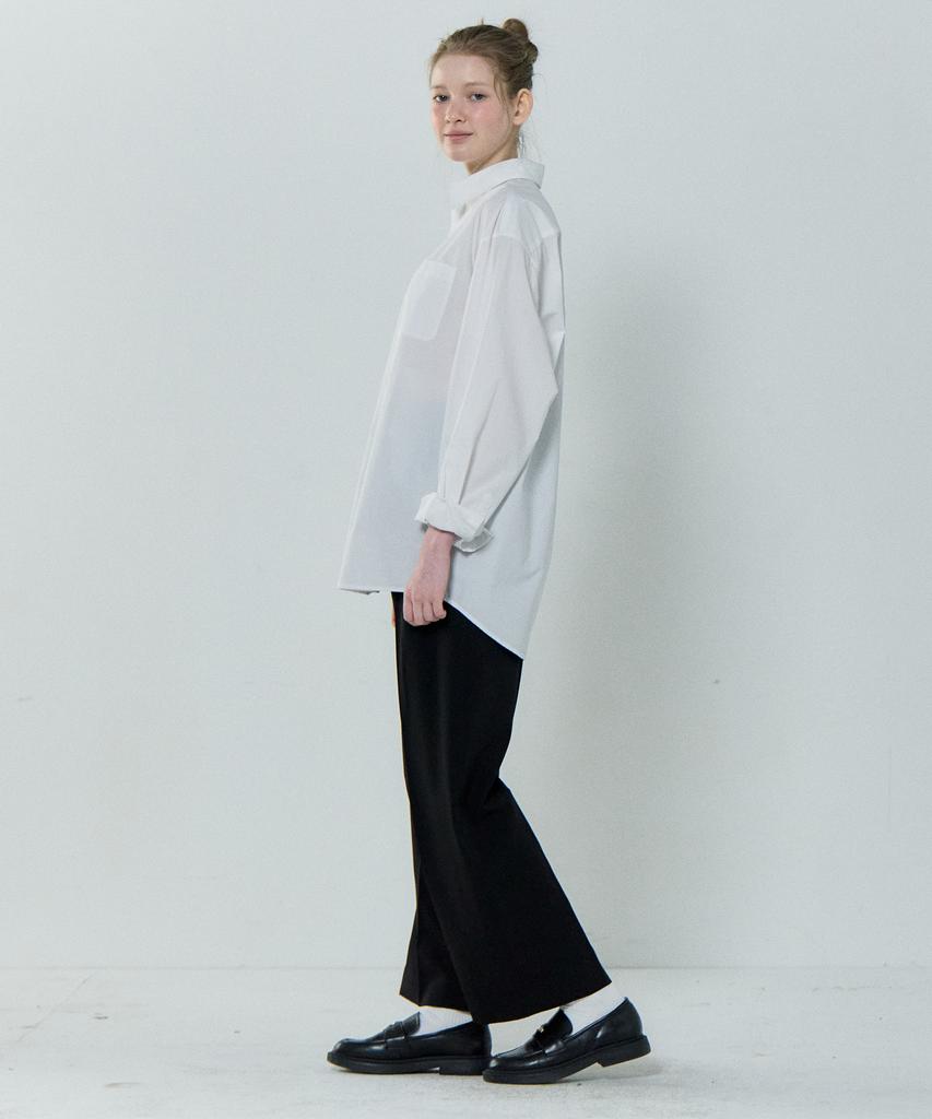 BASIC HOUSE Women'S High-Waisted Wide-Fit Hidden Elastic Waist Slacks Lapt0201