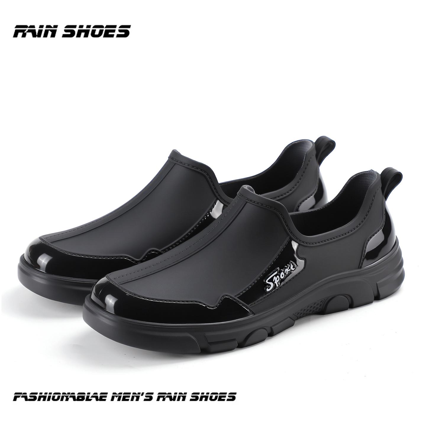 

Мода На Открытом Воздухе Черные Водонепроницаемые Дождевые Сапоги Новые Короткие Трубки Нескользящая Подошва из Бычьей Жилы Резиновая Обувь для Мужчин Износостойкие Рабочие Ботинки 35-36 чёрный