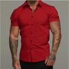 Men's Solid Color Lapel Simple Short Sleeved Shirts