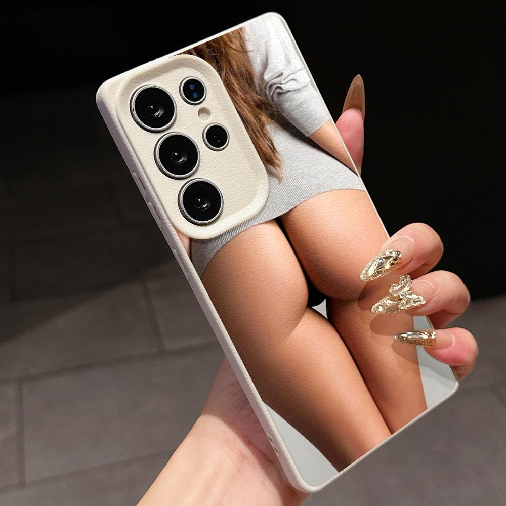 Samsung A07 A16 A06 A05 Xiaomi Redmi 13C 14C for iPhone 17 16 Pro Max Infinix Realme Phone Cases Soft brown Leather pattern TPU Case NY57 Girl design