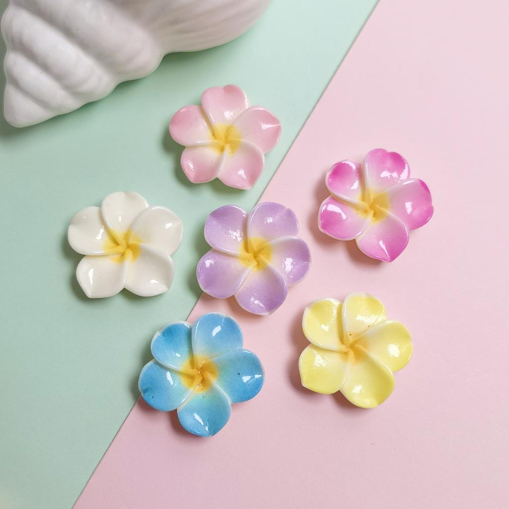 100pcs Mix Cute Frangipani Flower Flatback Resin Cabochon Embellishments DIY Scrapbooking for Girls Hairpin Headband Gifts