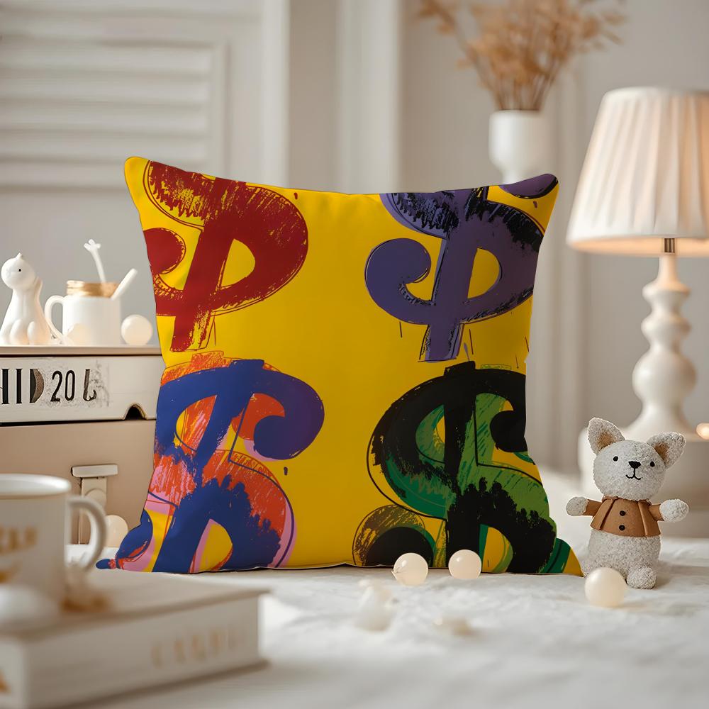 AAndy WWarhol Art Cushion Cover Antidustmite Pillowcase Invisible Zipper Silky Short Plush Sofa Cushion Cover