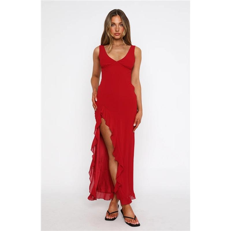 Luxury Black Formal Maxi Dress For Women Ruched Bust High Waist Flowy Ruffle Hem Gown For Brunch Birthday Wedding Guest Clubwear