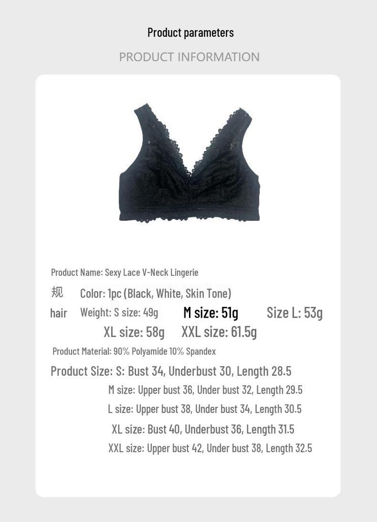 Zeriluna Lace V-neck Push-up Bra: Sexy, Skin-friendly, Breathable, Seamless, Comfortable, Fashionable Design with Beautiful Back.