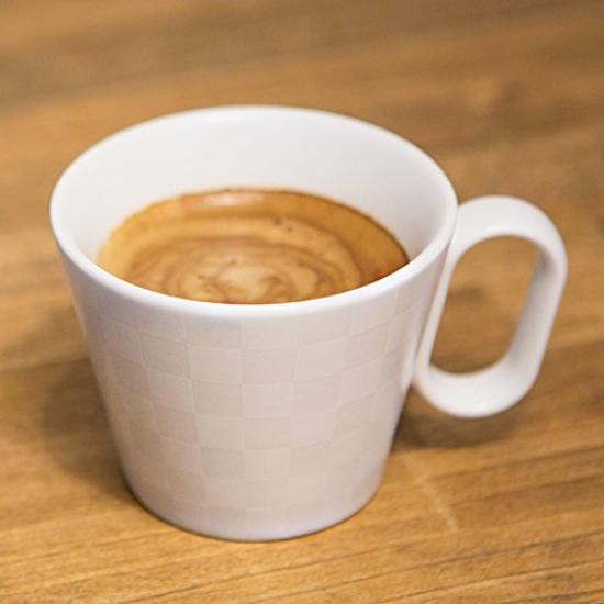 Wired Beans Lifelong Arita Ware Regular Checkered Pattern 240ml Perfect for Retirement Gifts and Commemorative Gifts Mug, Mug, (White Matte),