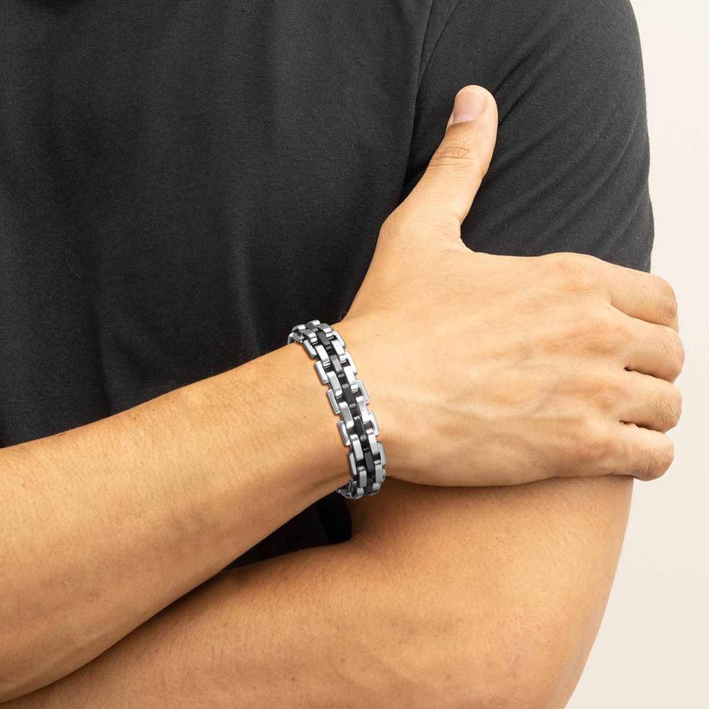 Chunky Stainless Steel Bracelets for Men,13MM Waterproof Chain Links Wristband,Trendy Punk Jewelry Gifts