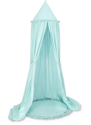Set: Hanging Cotton Canopy for a Children's Room and a Mat with a Ruffle - Light Mint