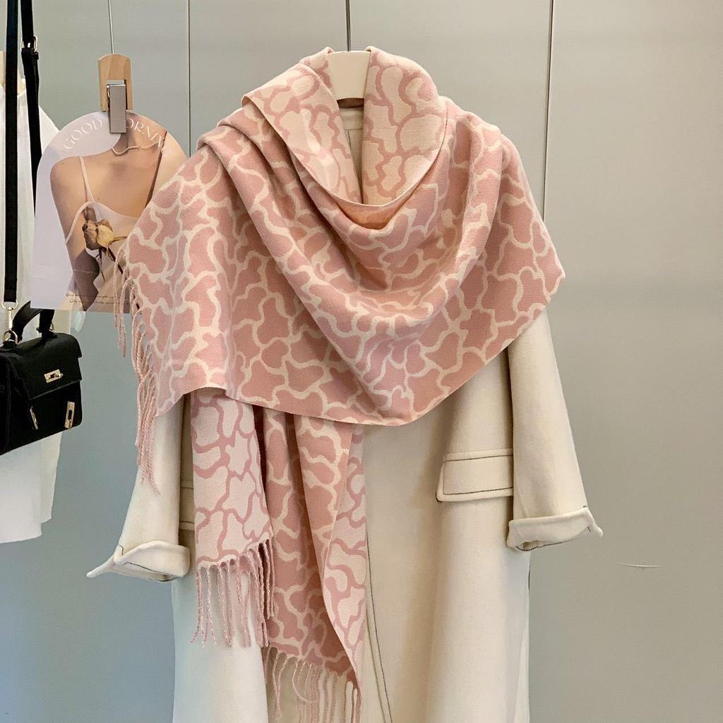 Women's Double-Sided Faux Cashmere Tassel Shawl - Warm, Thick High-End Autumn & Winter Scarf