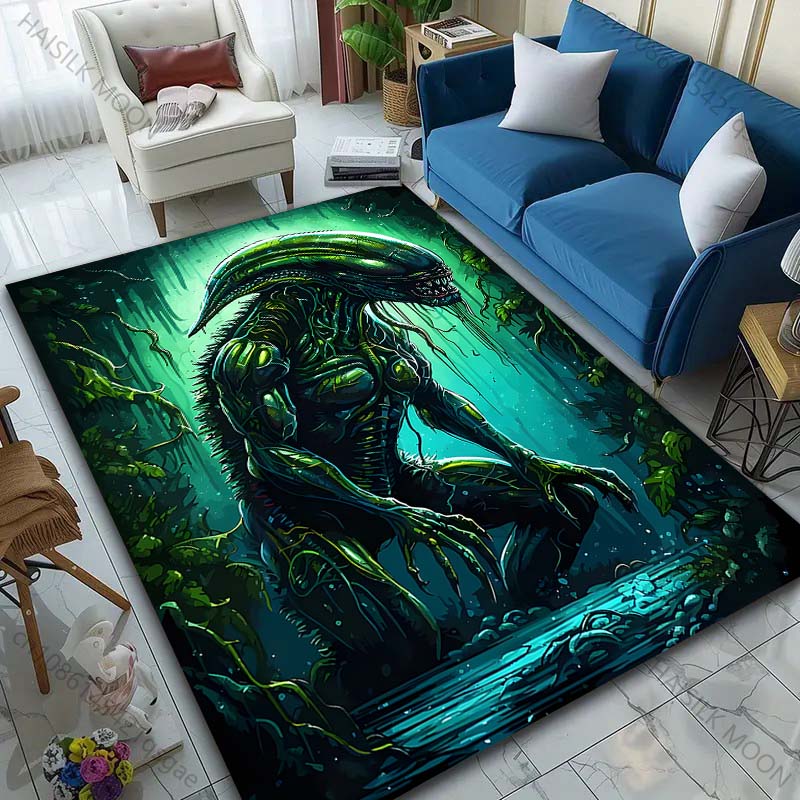 1PC Alien creature jungle water setting Print Carpet Rug for Living Room Bedroom Sofa Doormat Home Decor Non-slip Floor Mat
