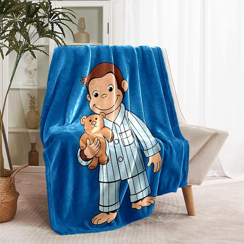 1pc Blanket Curious George Print Design, Lightweight Blanket for Sofa, Bed- Soft &Warm, Gift for All Seasons like Christmas, Halloween