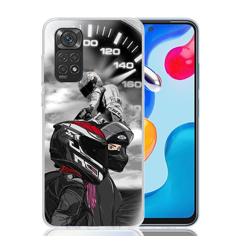 Motorcycle Rider Helmet Phone Case For Xiaomi Redmi Note 13 14 15 Pro Plus 12S 12 14S 11S 11E 10 10S 11 11T 5G 4G Cover Coque Re