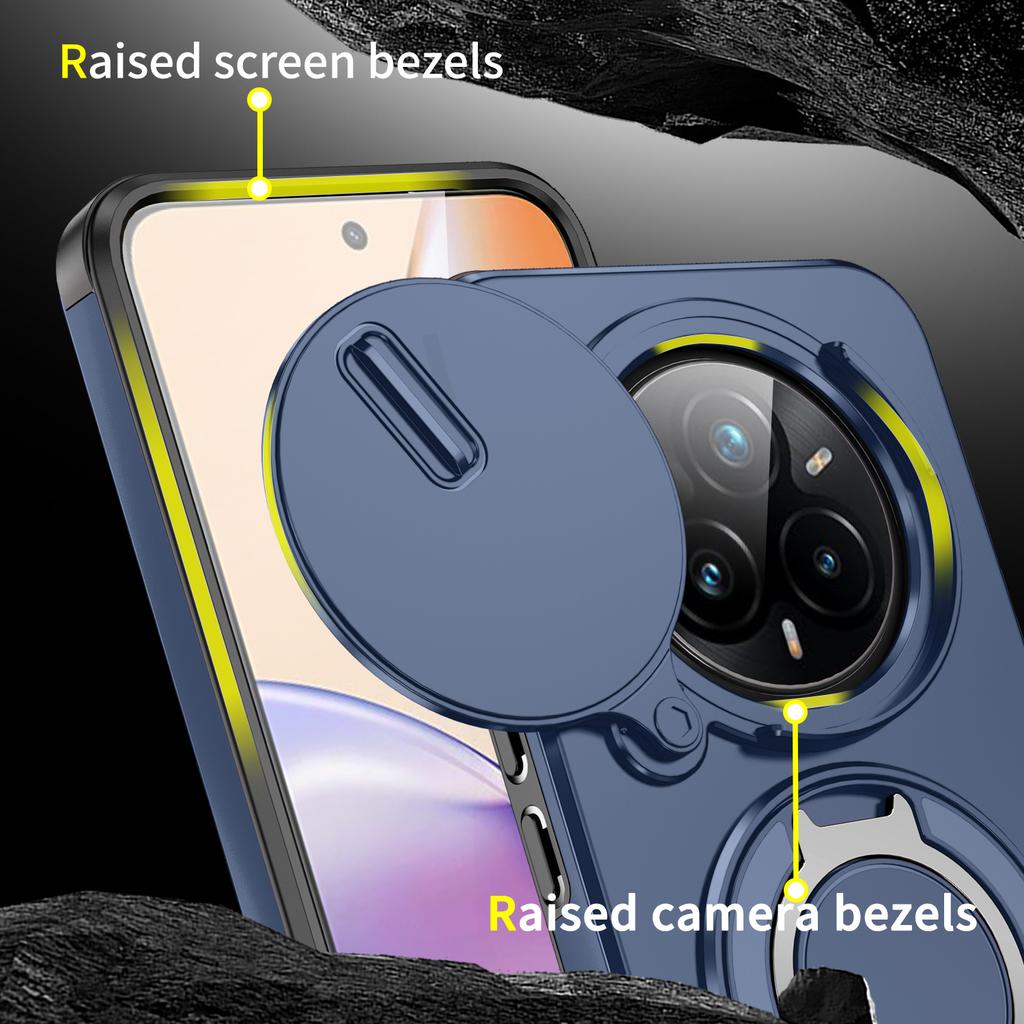 Magnetic Ring Stand Phone Case For Realme 14 Pro Plus 5G Slide Camera Lens Protection TPU Frame Hard Plastic Back Cover Fundas