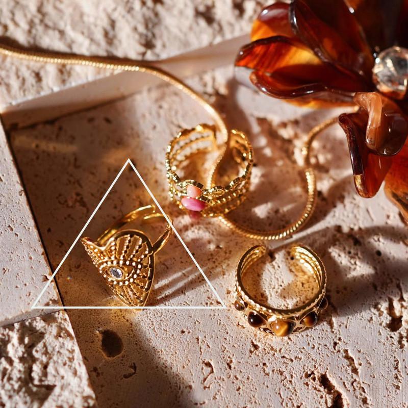 

Open Chic Adjustable Finger Ring For Women Featuring Unique Geometric Design And Stylish Material Copper J4371